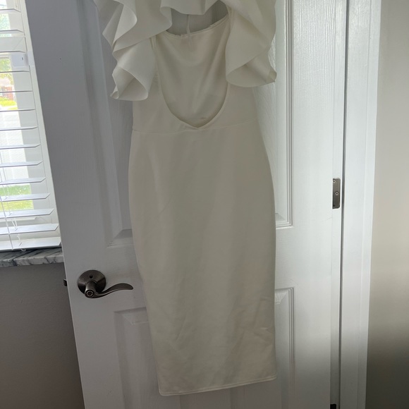 ASOS Square Neck Ruffle Front Midi Dress - Picture 5 of 5